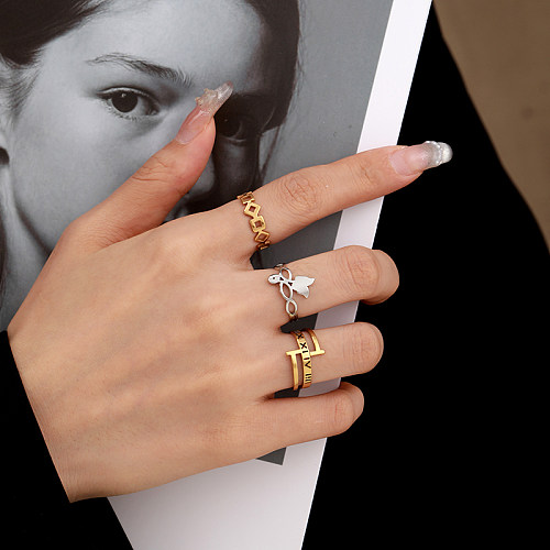 Fashion Letter Stainless Steel Hollow Out Rings