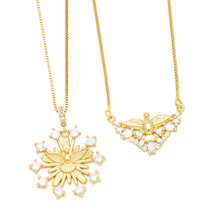 Simple Style Classic Style Streetwear Geometric Copper Plating Inlay Zircon 18K Gold Plated Pendant Necklace