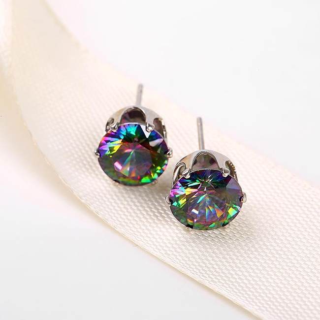 1 Pair Simple Style Round Plating Inlay Copper Zircon Ear Studs