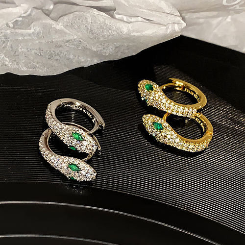 Fashion Snake Copper Plating Zircon Earrings 1 Pair