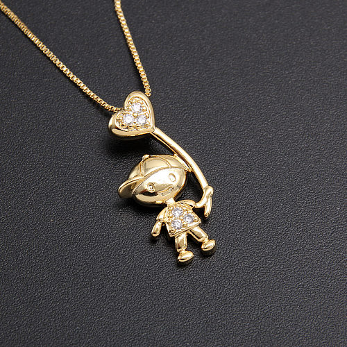 Simple Style Cartoon Character Copper Rhinestones Pendant Necklace In Bulk