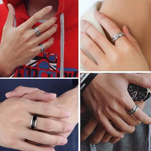 Wholesale Vintage Style Simple Style Solid Color Stainless Steel Plating 18K Gold Plated Rings