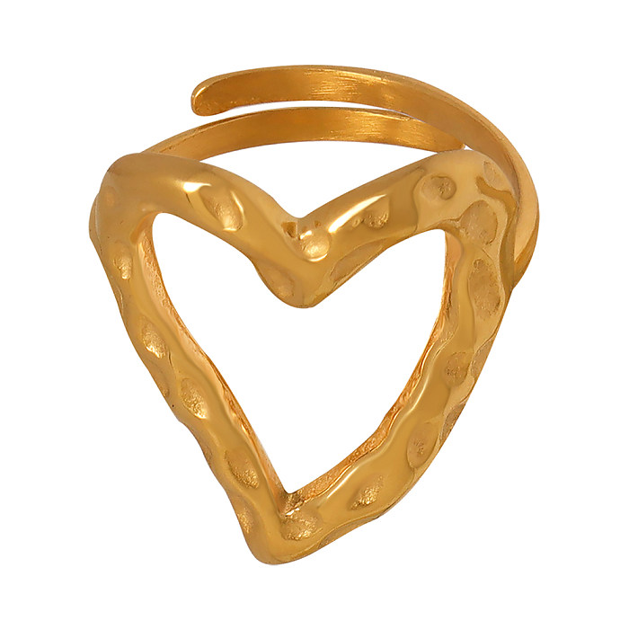 أسلوب بسيط فني على شكل قلب من التيتانيوم الصلب مطلي بحلقة مفتوحة مطلية بالذهب عيار 18 قيراط