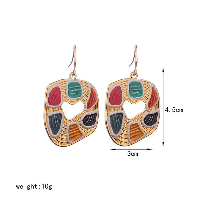 1 Pair Elegant Artistic Streetwear Irregular Leaf Painted Plating Copper 18K Gold Plated Drop Earrings