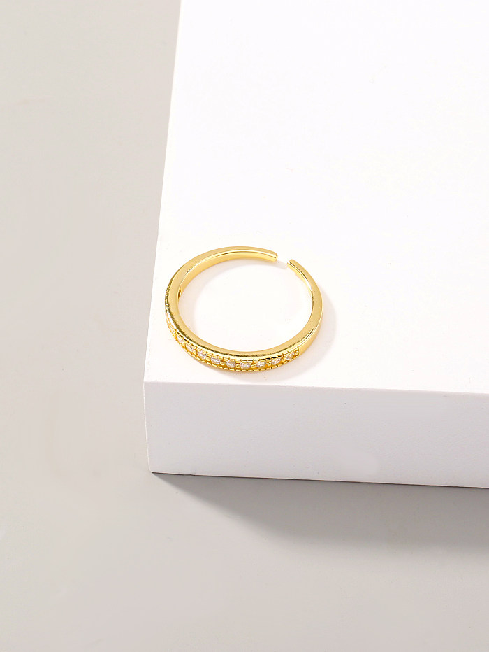 1 Piece Fashion C Shape Copper Inlay Zircon Open Ring