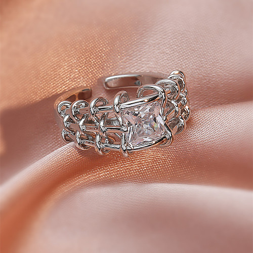 Fashion Creative Unique Cross Diamond-Embedded Copper Ring