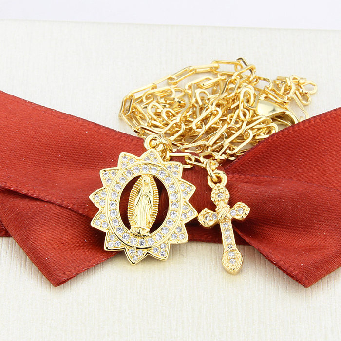 Ovale Virgin-Halskette aus vergoldetem, eingelegtem Zirkonium