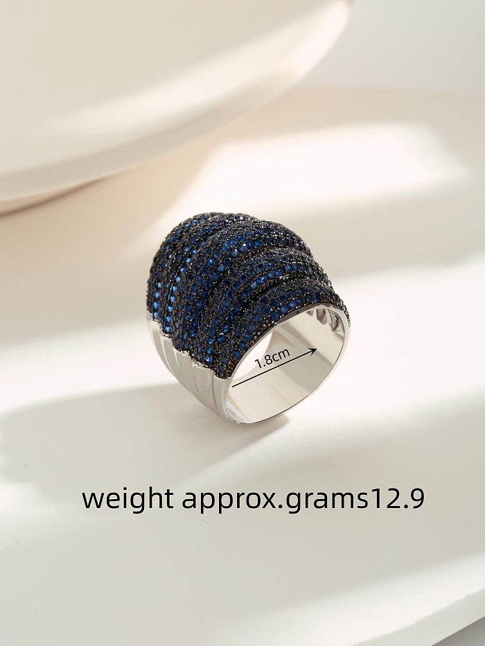 Luxurious Punk Solid Color Copper Plating Inlay Zircon 18K Gold Plated Rings