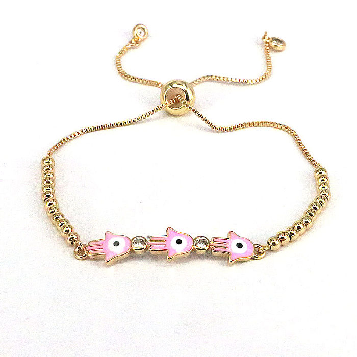 Bracelets Mode Oeil de Palmier Perles en Cuivre Plaqué Or Zircon 1 Pièce