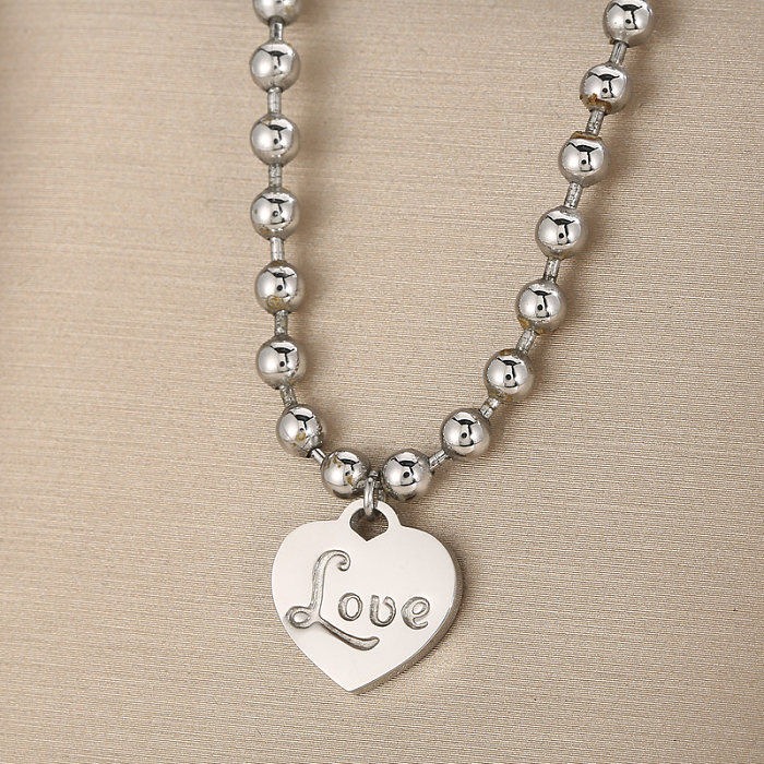 Einfache Art-glänzende Liebes-Herz-Form-Titanstahlüberzug-Armband-Halskette