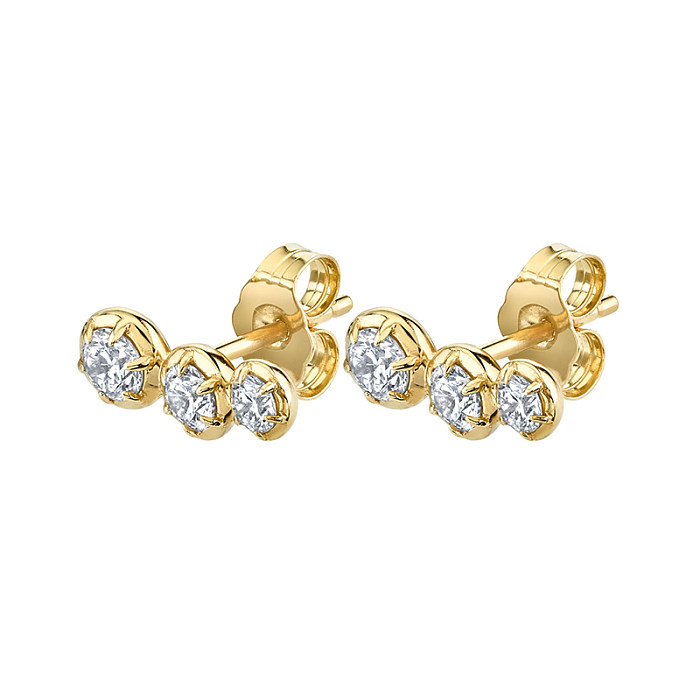 1 Pair Simple Style Shiny Solid Color Plating Inlay Copper Zircon Gold Plated Ear Studs