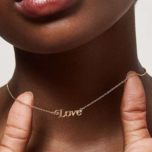 1 Stück Damen-Buchstaben-Kupfer-Metall-Halskette