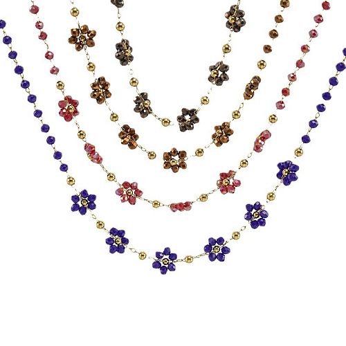 Urlaub Süße Blume Edelstahl Künstliche Kristallbeschichtung 18 Karat vergoldete Ohrringe Halskette