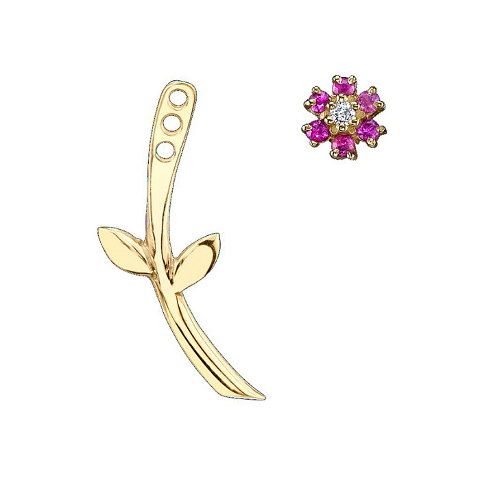 1 Pair Simple Style Flower Copper Plating Zircon Ear Studs