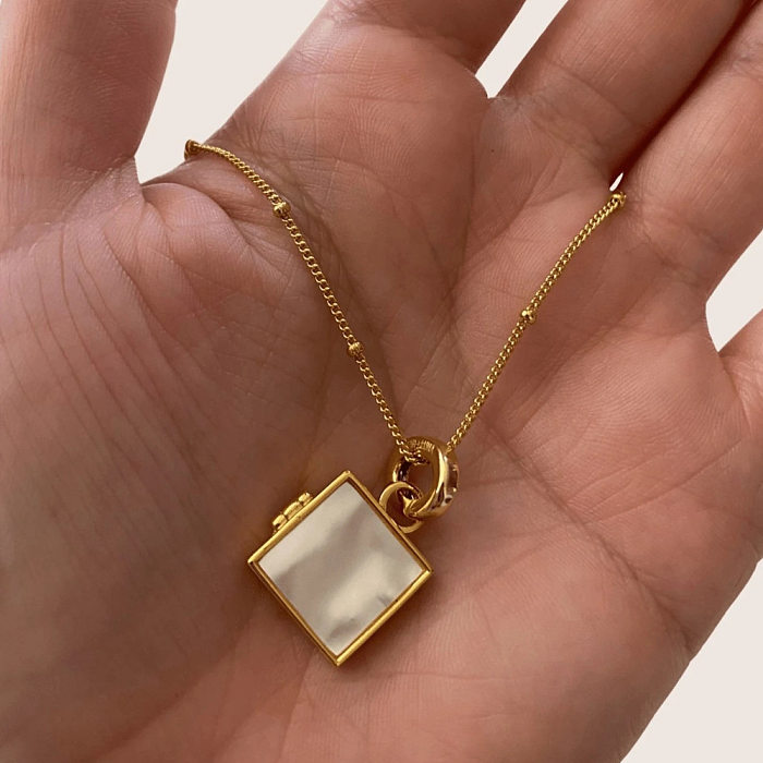 Casual Streetwear Square Copper Gold Plated Pendant Necklace In Bulk