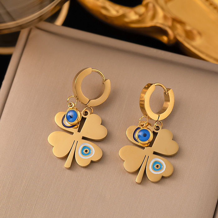 Fashion Devil'S Eye Titanium Steel Plating Gold Plated Women'S Jewelry Set