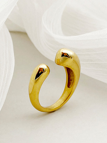 Lässiger, einfacher Stil, Wassertropfen, vergoldeter offener Ring aus Edelstahl in großen Mengen