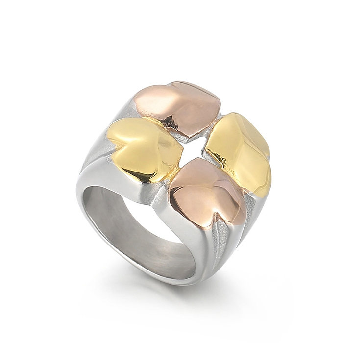Fashion Geometric Heart Shape Titanium Steel Rings Plating Inlay Rhinestone Stainless Steel Rings