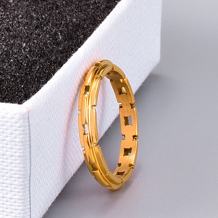 Simple Style Solid Color Titanium Steel Plating Rings