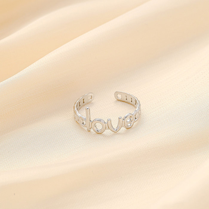 Moda coração forma chapeamento de aço inoxidável anel aberto 1 peça