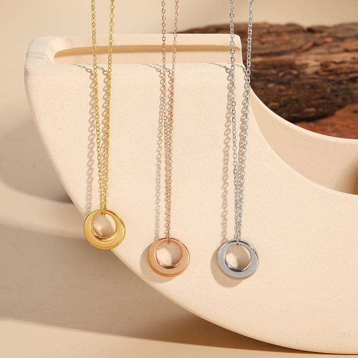 Simple Style Round Copper Plating 14K Gold Plated Pendant Necklace