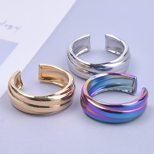 Anéis de polimento de aço inoxidável de cor sólida de estilo simples
