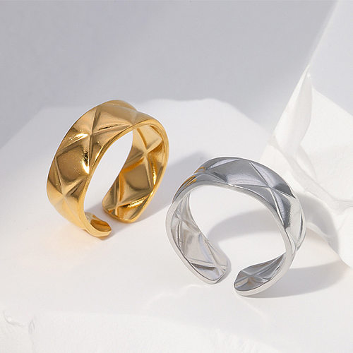 Simple Style Rhombus Stainless Steel Plating Open Ring