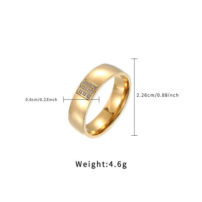 Streetwear Color Block Stainless Steel Plating Inlay Zircon Gold Plated Open Rings