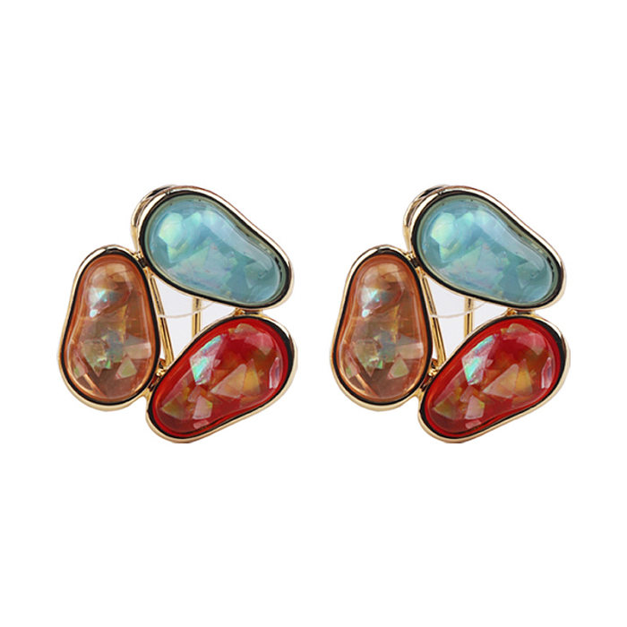 1 Pair Modern Style Geometric Plating Inlay Copper Artificial Gemstones 18K Gold Plated Ear Studs