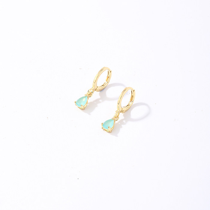 1 Pair Casual Vintage Style Simple Style Water Droplets Plating Inlay Copper Zircon White Gold Plated Gold Plated Drop Earrings