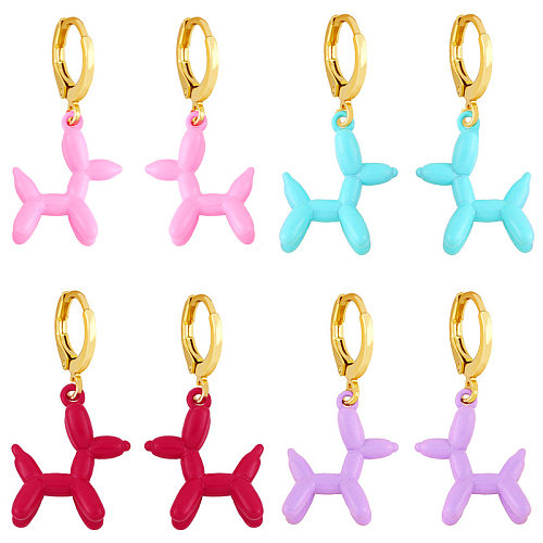 European And American Retro Geometric Color Earrings Girly Style Sweet Pink Balloon Dog Earrings Ins Internet Influencer Earrings Erx53