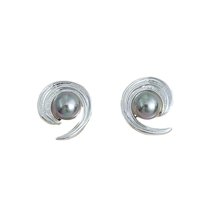 1 Pair Simple Style Solid Color Inlay Copper Pearl Ear Studs