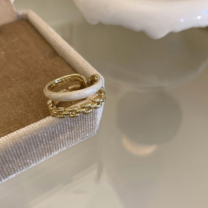Anéis de zircão embutidos em cobre esmaltado em formato de coração da moda 1 peça