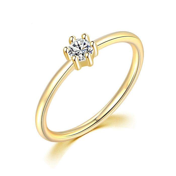 Anéis de zircão banhados a ouro de cobre geométrico glam
