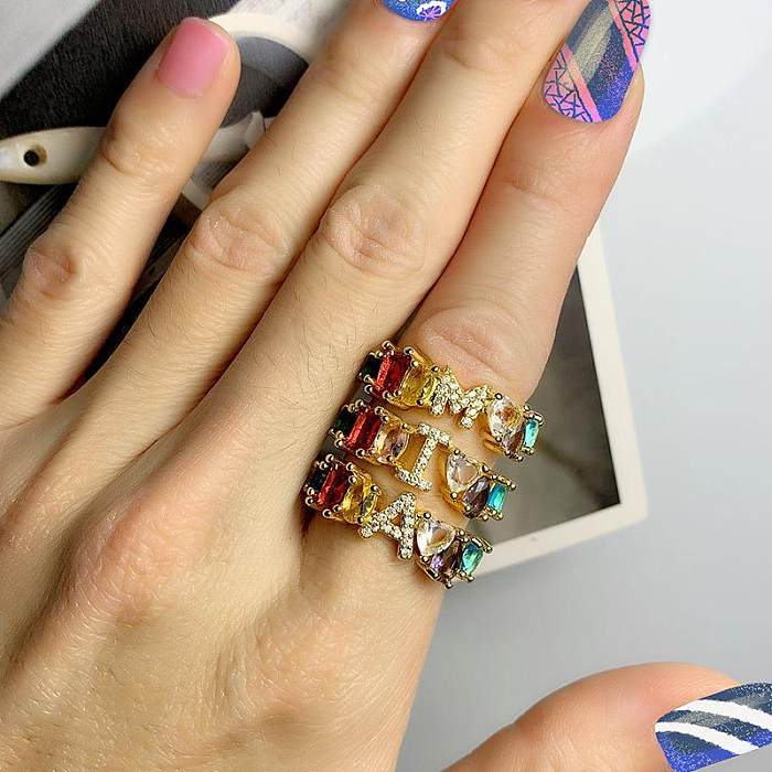 Novos acessórios de moda 26 anéis de letras diamante anel de casal de diamante atacado