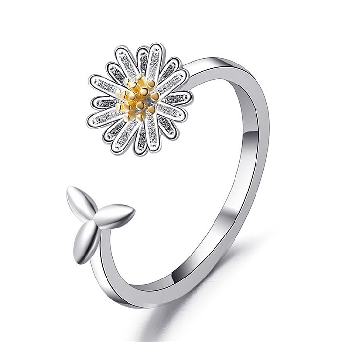 Estilo coreano simples margarida flor anel girassol anel ajustável jóias por atacado