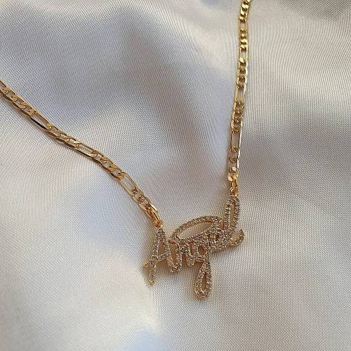 Mode-Engel-Buchstabe-Kupfer-Zirkon-Halskette in großen Mengen
