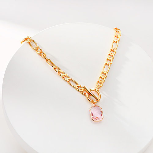 Fashion Geometric Copper Plating Zircon Pendant Necklace 1 Piece