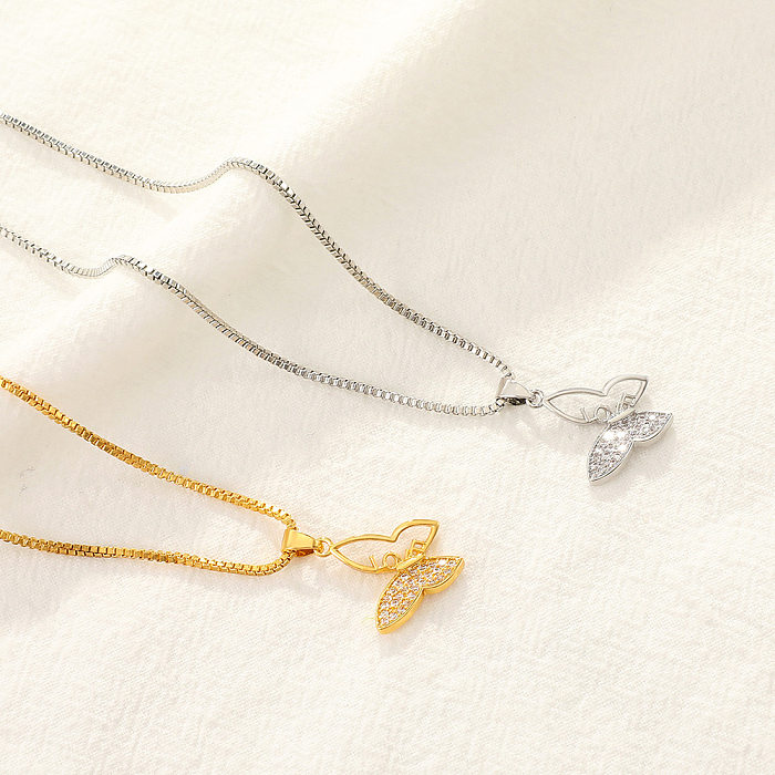 Einfache Schmetterlings-Kupfer-Halsketten-Einlage Zirkon-Kupfer-Halsketten