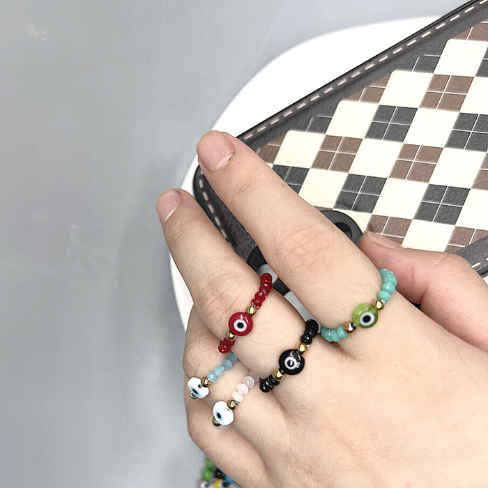 Fashion Eye Stainless Steel Beaded Rings 1 Piece