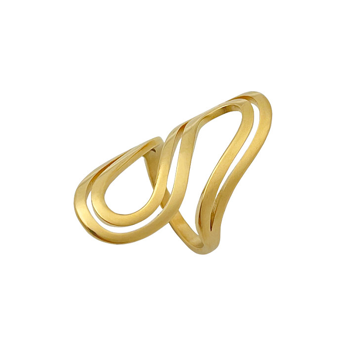 Lässige Streetwear-Ringe in S-Form aus vergoldetem Edelstahl in großen Mengen