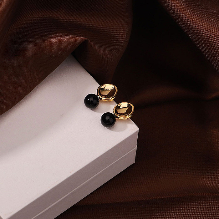 1 Pair Vintage Style Simple Style Round Plating Copper 18K Gold Plated Ear Studs