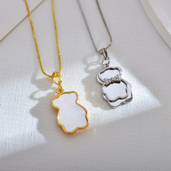 Simple Style Little Bear Copper Pendant Necklace In Bulk