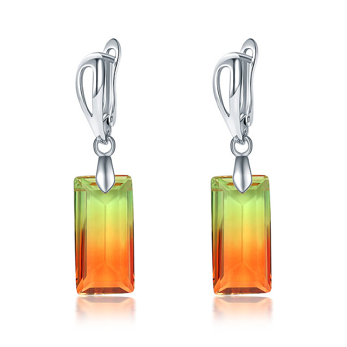 1 Pair Modern Style Rectangle Plating Inlay Copper Zircon Drop Earrings