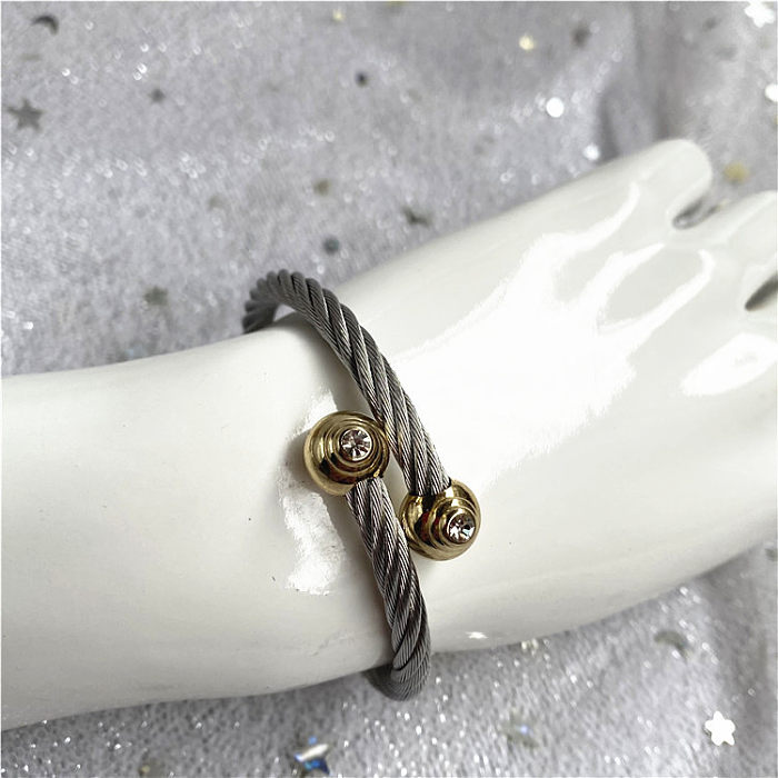 Bracelets unisexes en acier inoxydable à rayures spirales de style vintage