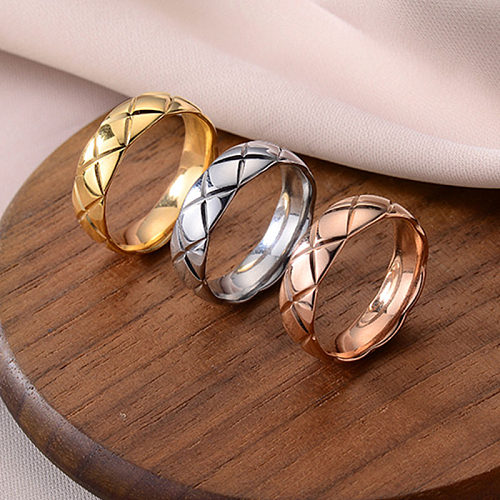 Fashion Lingge Titanium Steel Plating Rings 1 Piece