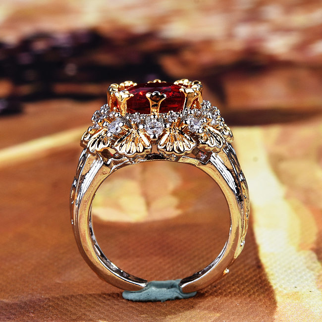 Offener Ring im Vintage-Stil mit Krone, Kupfereinlage, künstlichen Edelsteinen, 1 Stück