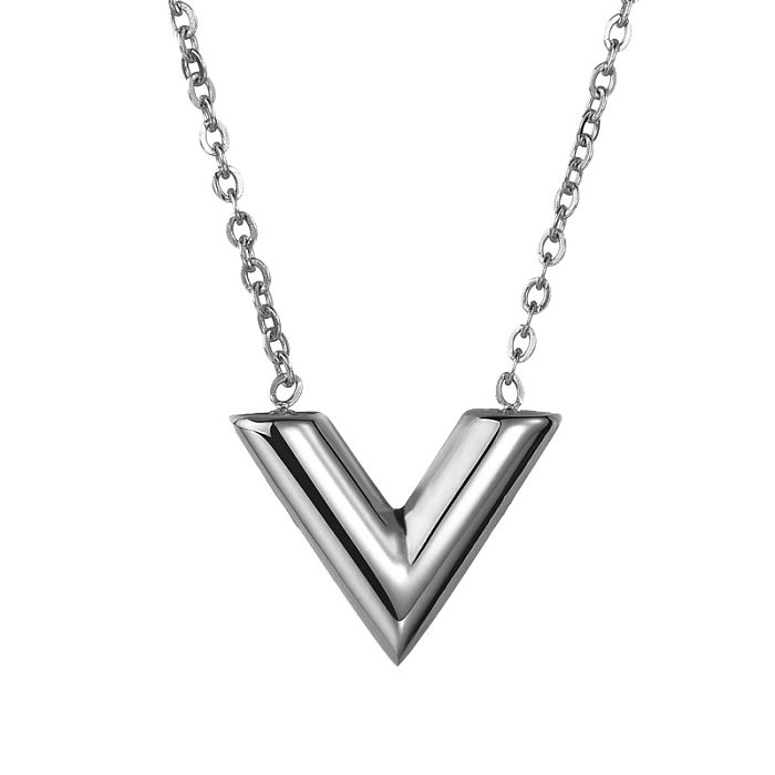 Fashion V Shape Stainless Steel Plating Bracelets Earrings Necklace