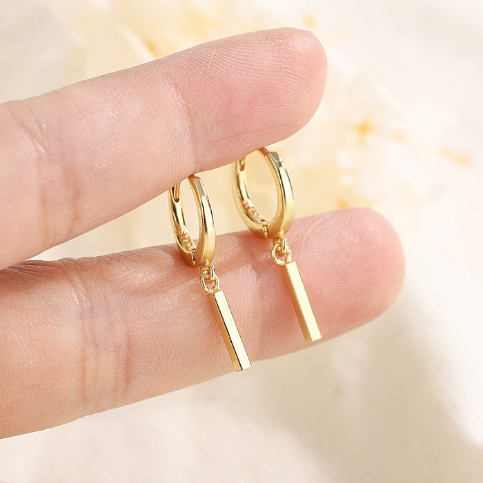 1 Pair Simple Style Commute Round Rectangle Plating Copper Earrings