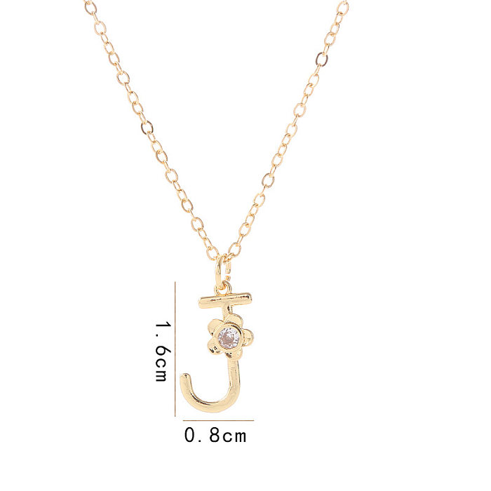 1 Piece Fashion Letter Copper Plating Inlay Zircon Pendant Necklace